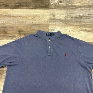 Vintage 90s Y2K Polo Ralph Lauren Blue Mini‎ Pony Mens 2XB Big Preppy Polo Shirt